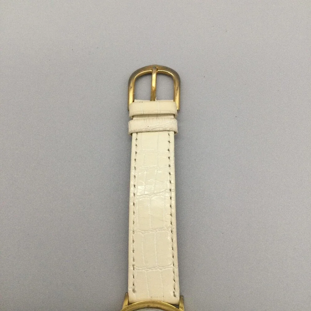 Moulin Womens Watch 32mm Gold Tone Case White Leather Strap New Battery